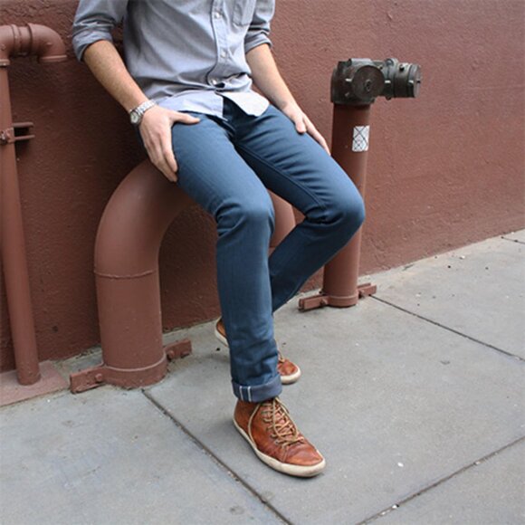 Gustin Raw Denim Skinny Jeans, Italy Sea Blue - Picture 1 of 7